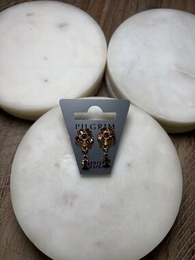 192 Pilgrim Gold-Tone Earrings with Red and Amber Crystals